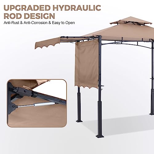 ABCCANOPY 8x5 Grill Gazebo - Outdoor BBQ Canopy Shelter with Led Light for Patio Backyard Grilling (Dark Gray)