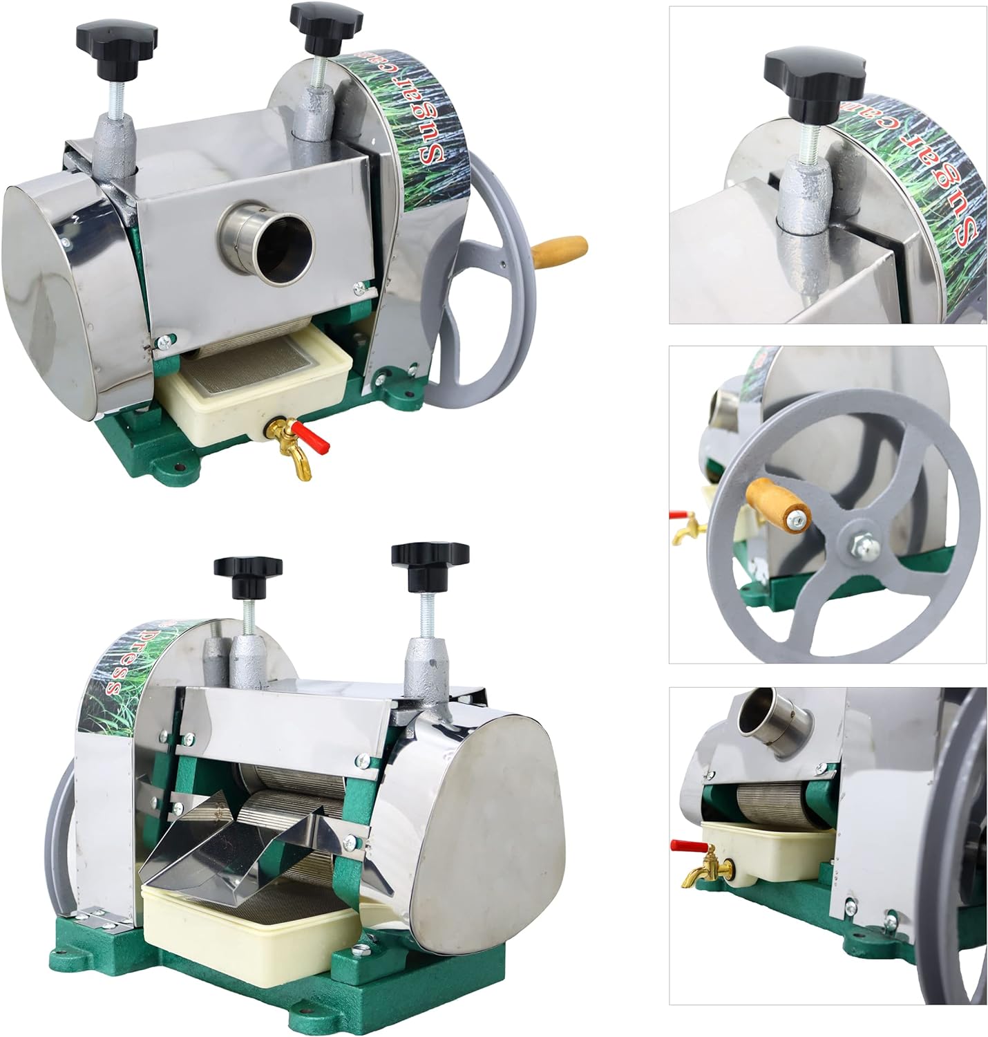 Sugar Cane Press Juicer Machine Manual Sugarcane Juice Extractor With Stainless Steel Shell And 2 Knives