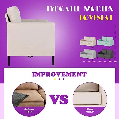 RUNFAYBIU Fabric Modern Small Loveseat Sofa Couch for Living Room  51"