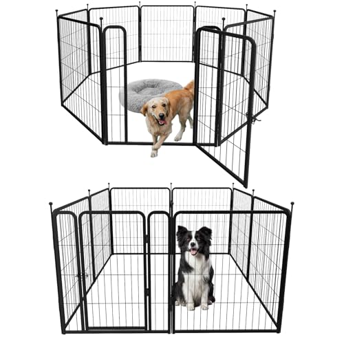 mestyl Dog Play Pen Indoors, Heavy Duty Metal Puppy Playpen, Portable Dog Exercise Pen Temporary Pet Fence with Gate