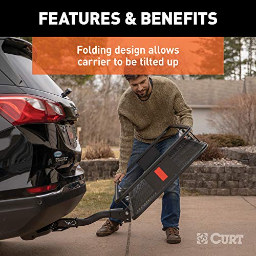 CURT 18153 60 x 24-Inch Basket Hitch Cargo Carrier, 500 lbs Capacity, Black Steel, 2-In Folding Shank