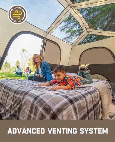 FanttikOutdoor Instant Cabin Tent 6/8/10/12 Person Camping Tent Setup in 60 Seconds with Rainfly & Windproof Portable with Carry Bag for Family