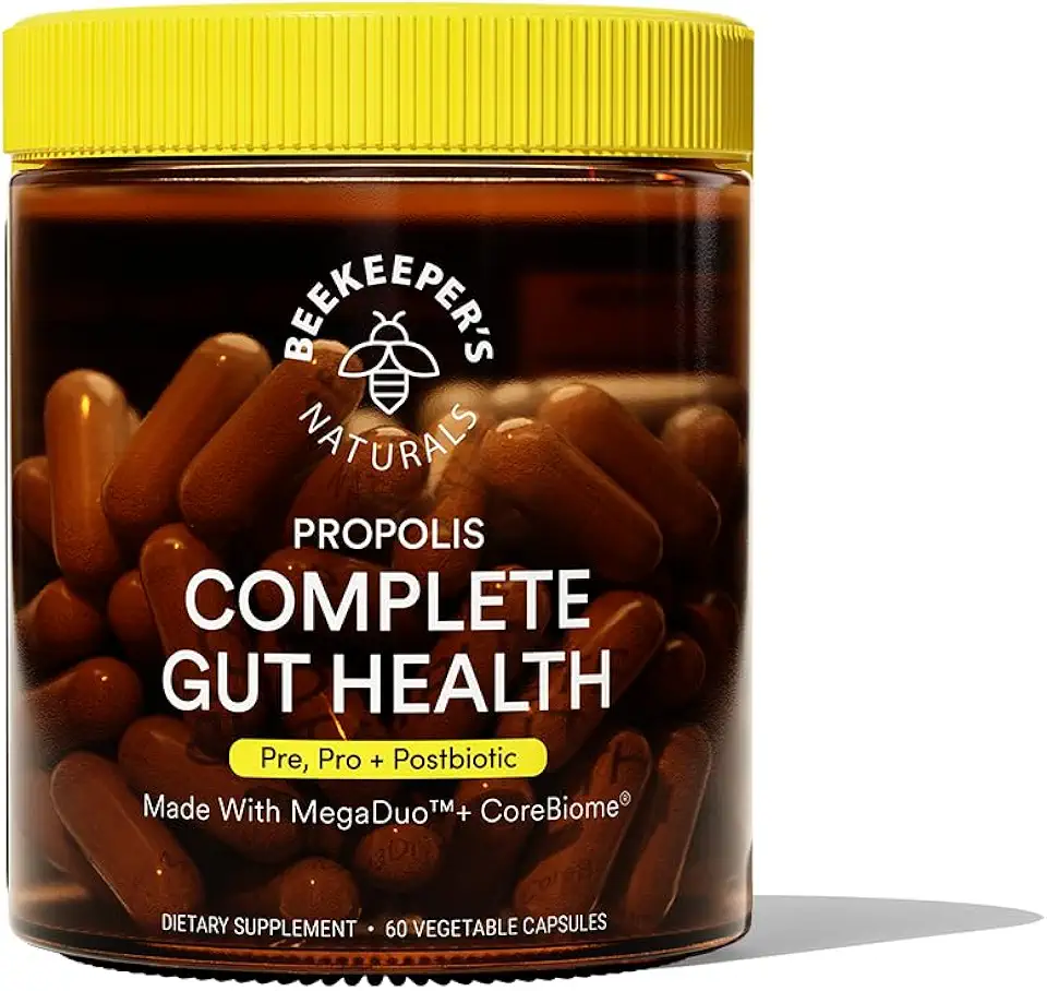 Beekeeper's Naturals Complete Gut Health, 3-in-1 Prebiotic, Postbiotic, Probiotics for Digestive Health & Bloating Relief for Women & Men