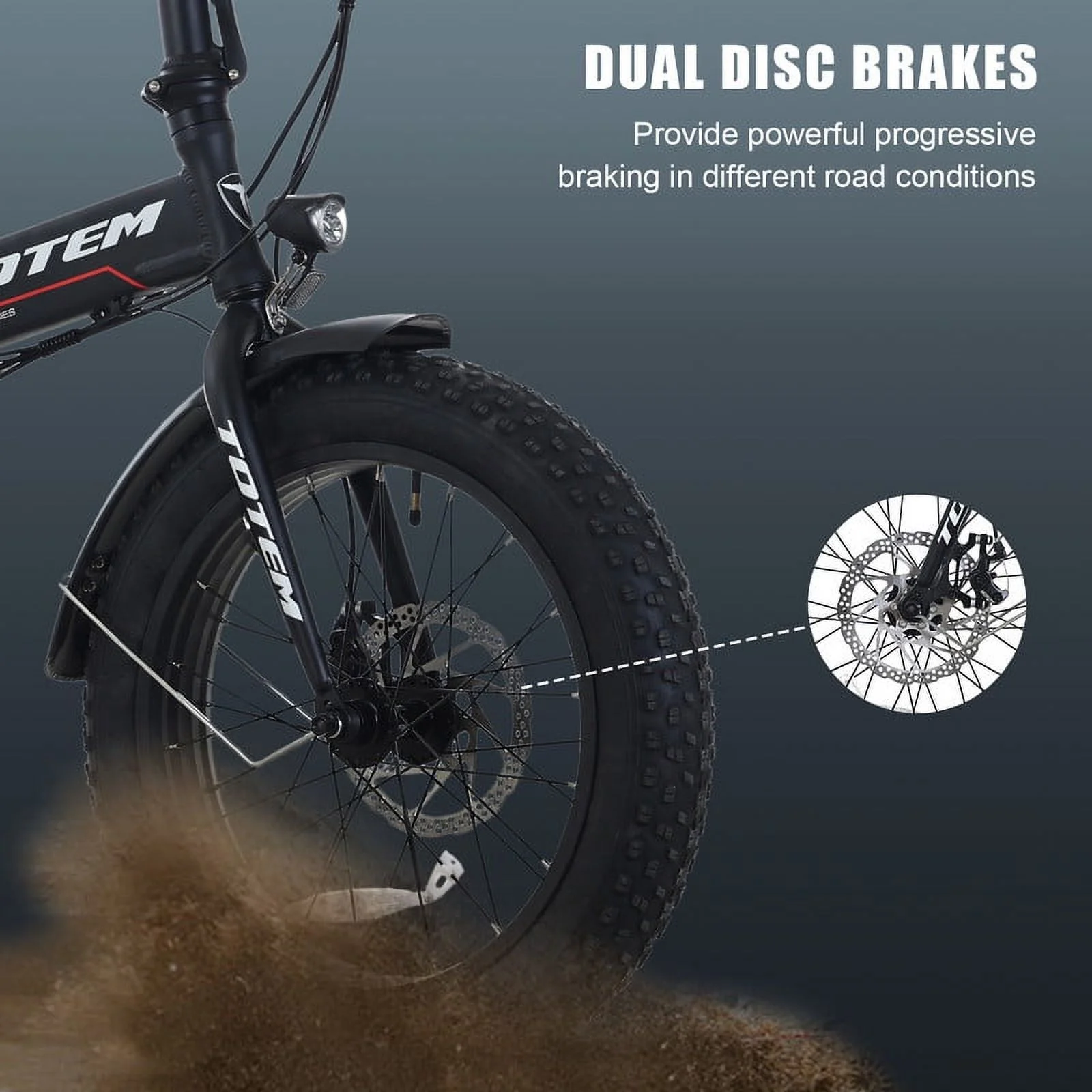 Totem Hammer Electric Bike for Adults, 20” x 4” Fat Tire Folding Ebike, 500W Powerful Motor Electric Folding Bike, 48V 10.4Ah Removable Battery