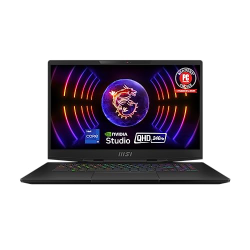 MSI Stealth 17 Studio Laptop: Intel Core i9-13900H, GeForce RTX 4070, 17.3" QHD 240Hz 3ms, 16GB DDR5, 1TB NVMe SSD, Thunderbolt 4