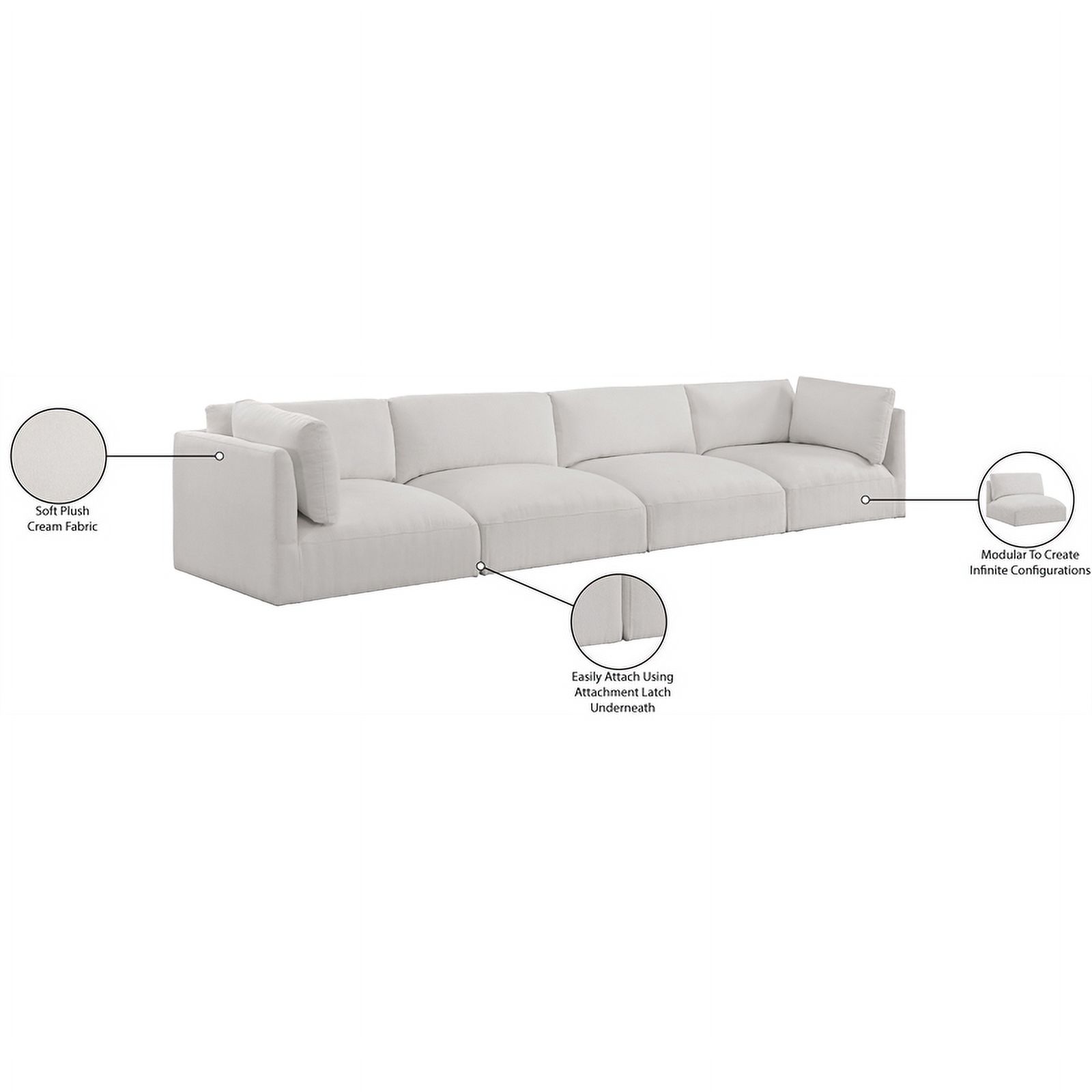 Meridian Furniture Ease Cream Fabric Modular Sofa