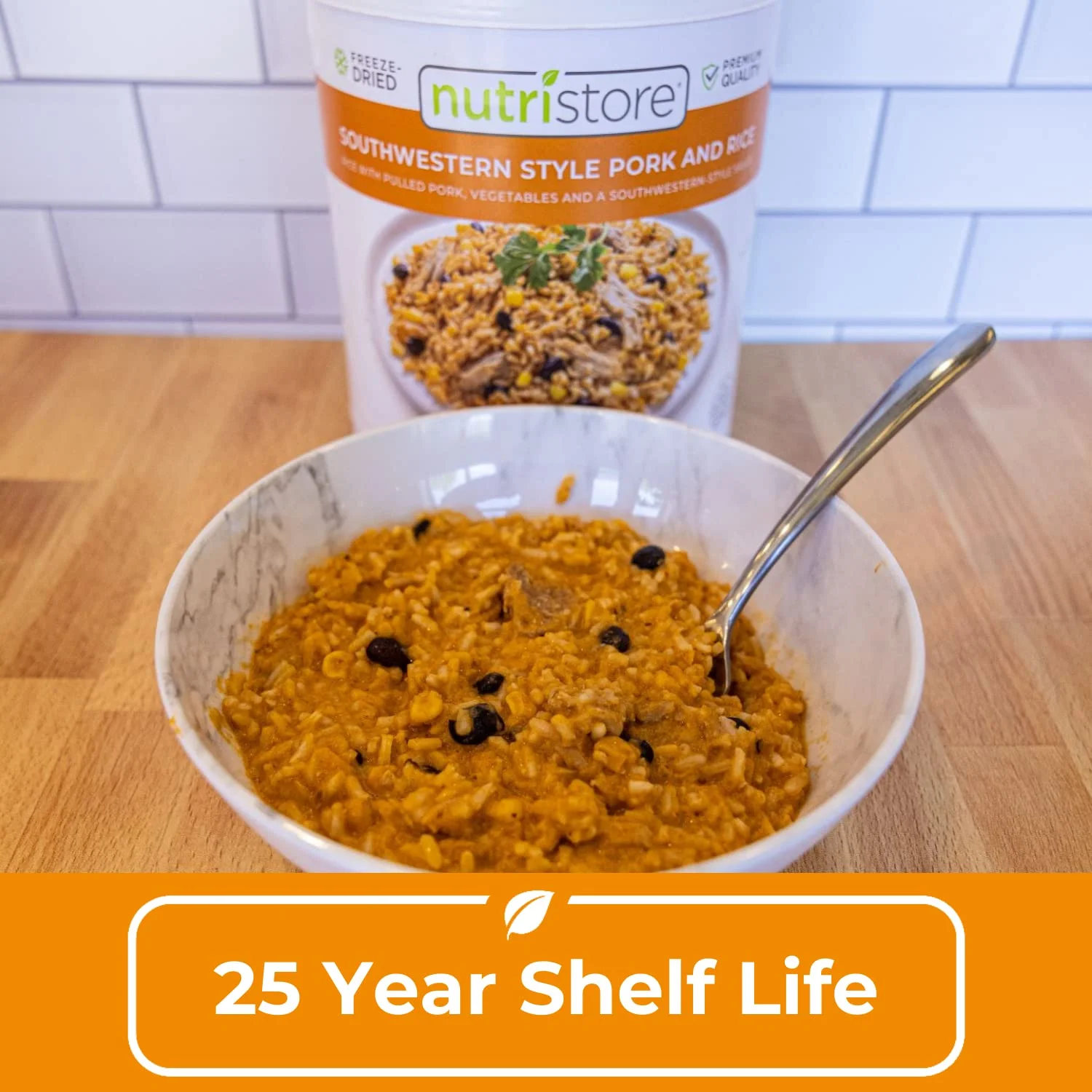 Nutristore Freeze-Dried Southwestern Style Pork and Rice | Emergency Survival Bulk Food Storage Meal | Perfect for Everyday Meals and Long-Term