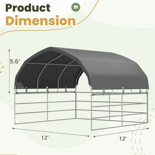YOLENY Corral Shelter (Green, 12'x12'), Heavy Duty Round Style Canopy, Waterproof and UV Treated Universal Cover