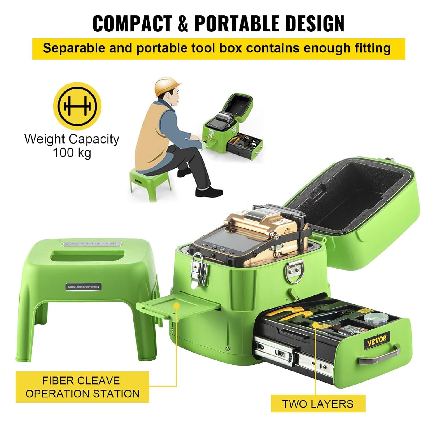Mophorn Fiber Fusion Splicer AI-8 with 6 Seconds Splicing Time,Fusion Splicer Machine Melting 15 Seconds Heating