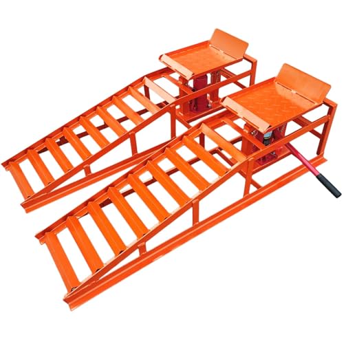 2PCS Hydraulic Car and Truck Service Ramps,11023 Lbs (5 Tons) Capacity, Portable Lifts Ramps for Oil Changes, Adjustable Lift Height 9.8" to 16.21"