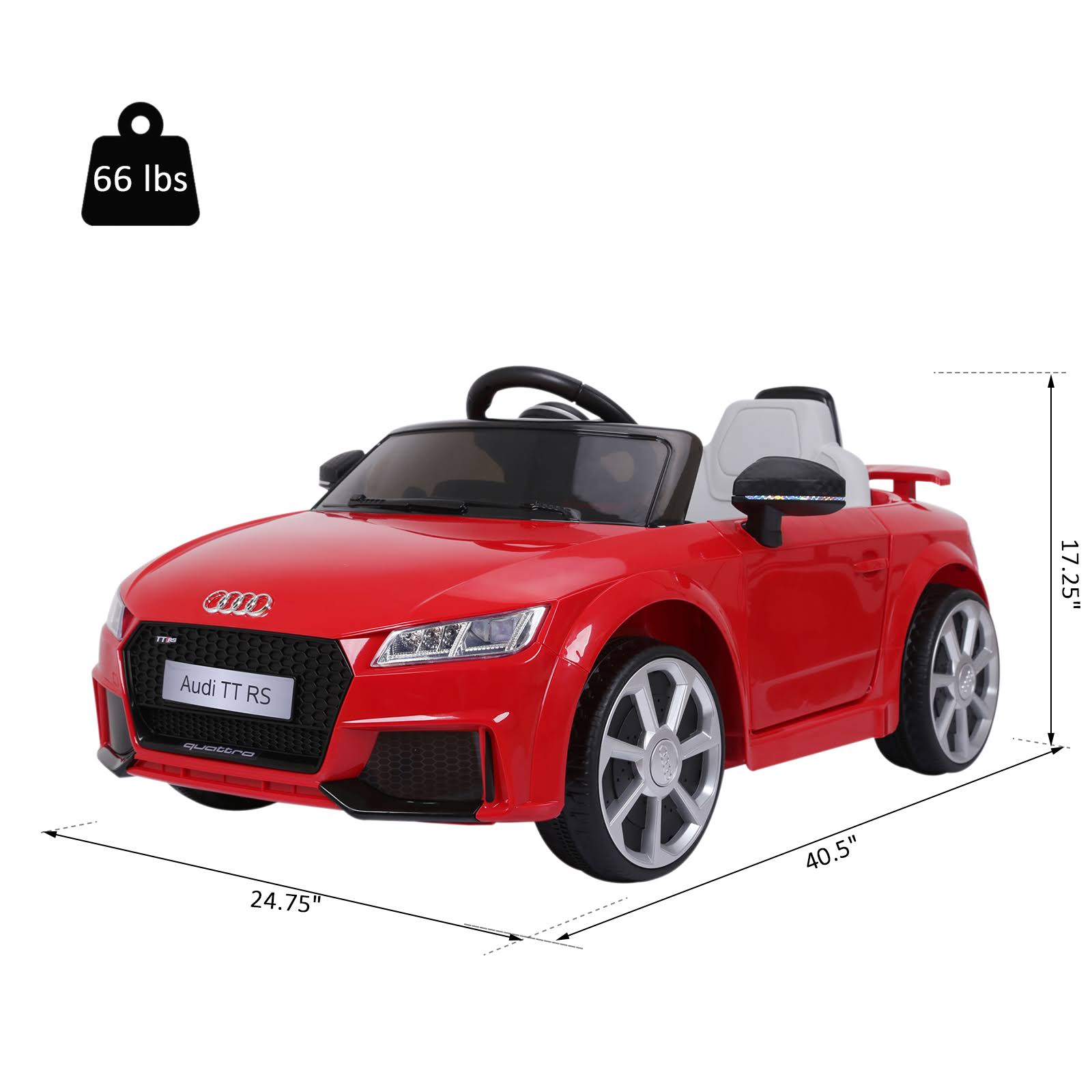 Aosom 6V Audi TT RS Kids Licensed Ride on Car Toy Battery Powered High/Low Speed with Headlight Music and Remote Control - Red