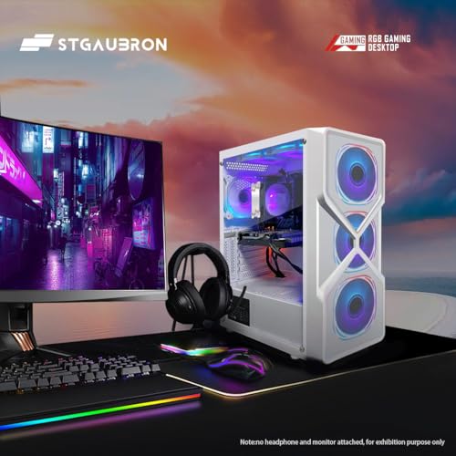 STGAubron Gaming PC Computer Desktop, GeForce RTX 2060 Super 8G, Intel Core I7 8th up to 4.1GHz, 16G DDR4, 1T SSD, WiFi 6 & BT 5.2, RGB Fan x6