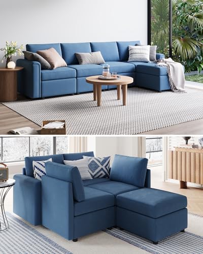 LINSY HOME Modular Sectional Sofa, Convertible U Shaped Sofa Couch with Storage, Memory Foam, Modular Sectionals with Ottomans