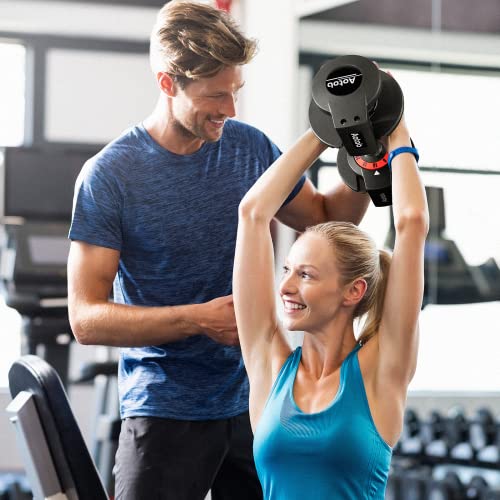 AOTOB 25/55 lbs Dumbbell Set, Anti-Slip Fast Adjust Turning Handle, Adjustable for Men and Women, Pair for Home Gym Exercise