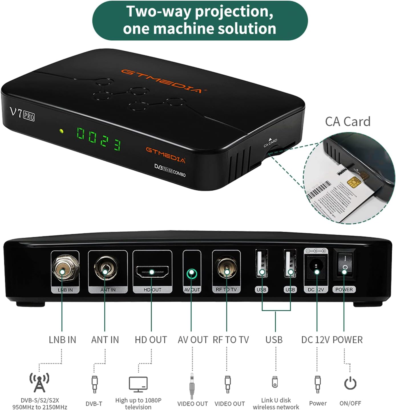 GT Media V7 PRO Free to air Satellite Receiver DVB-S/S2/S2X+T/T2 CA/T2MI