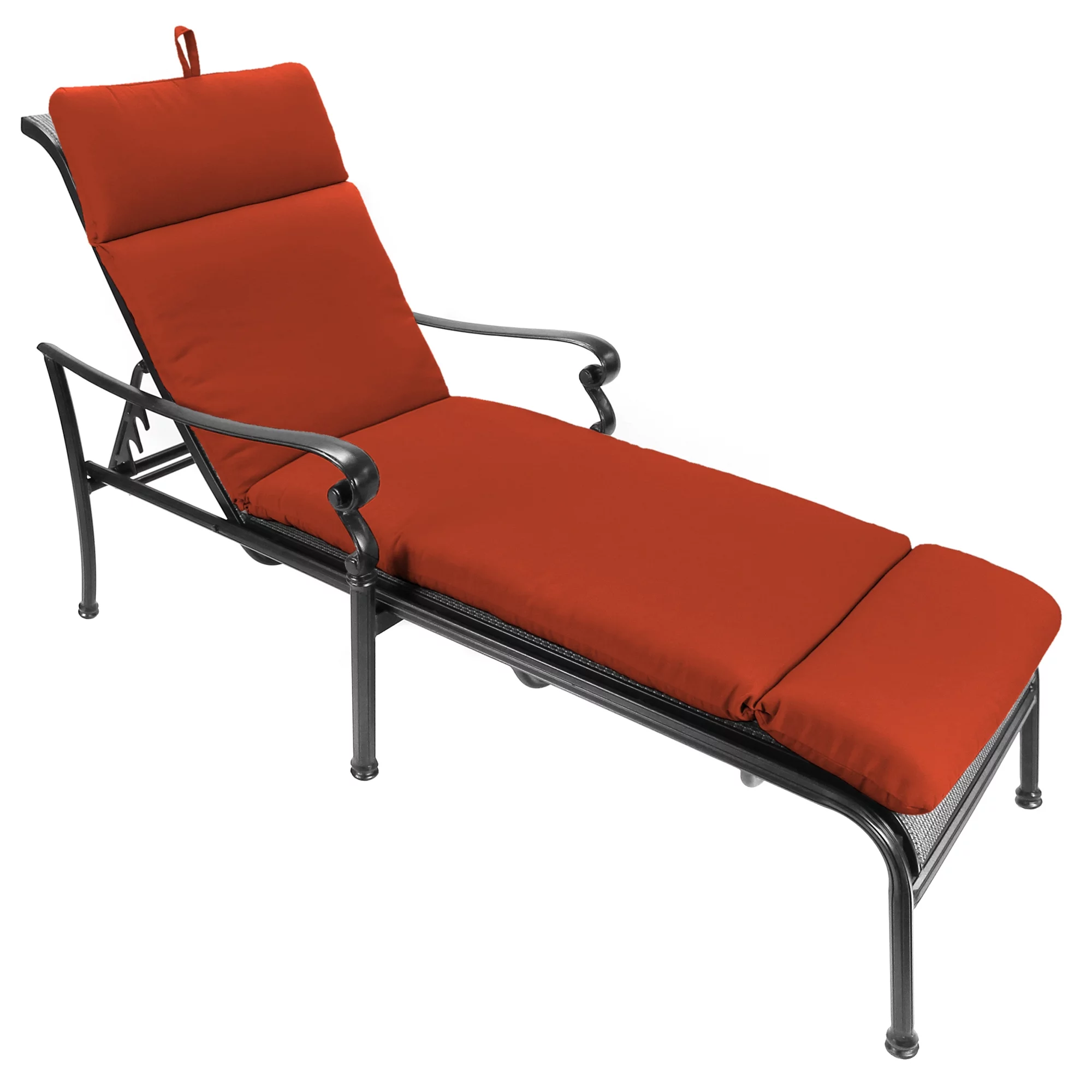 Jordan Manufacturing Sunbrella 74" x 22" Canvas Terracotta Red Solid Rectangular Outdoor Chaise Lounge Cushion with Ties and Hanger Loop