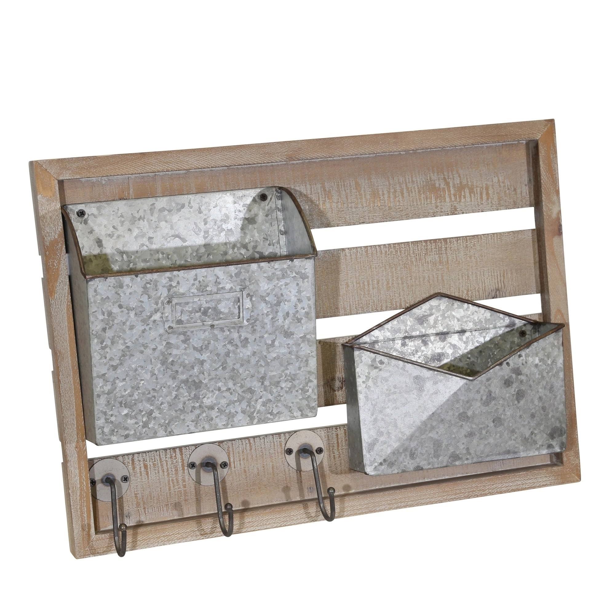 Sagebrook Home Wood and Metal Wall Mail Organizer