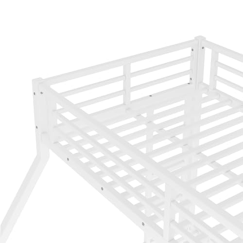 Heavy Duty Bunk Bed Frame with Ladder, Twin XL Over Twin XL Bunk Beds with Safety Guardrails, Adults Bunk Beds with Noise-Reducing Rubber Stoppers