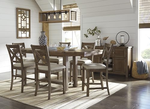 Signature Design by Ashley Robbinsdale Casual Removable Center Leaf Dining Extension Table with Trestle Base, White
