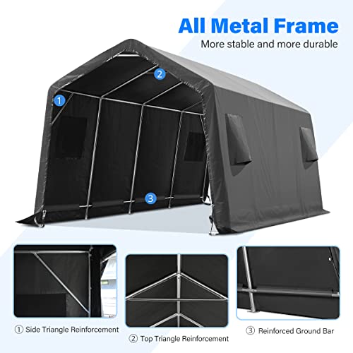 ADVANCE OUTDOOR 10x10 ft Heavy Duty Outdoor Patio Portable Canopy Storage Shelter Shed Carport with 2 Roll up Zipper Doors & Vents for Snowmobile