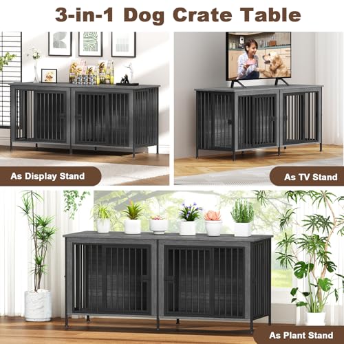 EasyCom 39.96" XL Wooden Large Dog Crate Furniture for Medium and Large Breed