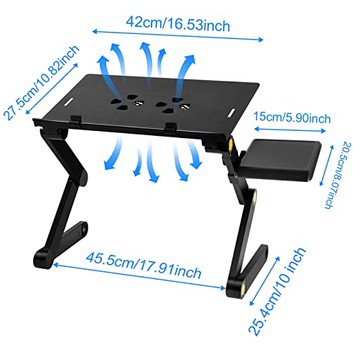 Uten Laptop Stand, Adjustable Computer Stand for Laptop with Mouse Pad, Ergonomic Laptop Stand for Bed Compatible with Macbook Pro Stand