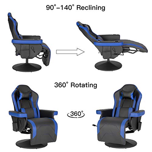 Modern-Depo Gaming Recliner Chair with Speakers, Massage, High Back, Cupholder, Headrest, Lumbar Support