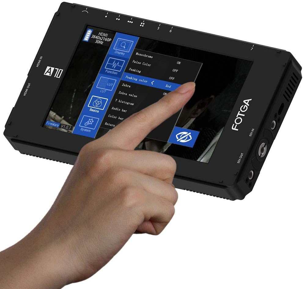 Fotga A70TLS 7 Inch FHD IPS Video On-Camera Touch Screen Field Monitor,Waveform,Vector,3D LUT, 3G SDI & HDMI 4K Input/Output,FHD