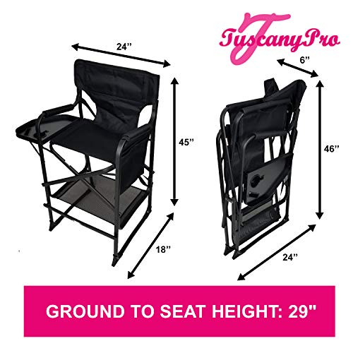 Portable Heavy-Duty Makeup Artist Chair with Umbrella Light Kit - Perfect for Makeup, Salon, Events with 29 Inch Seat Height - Carry Bag Included