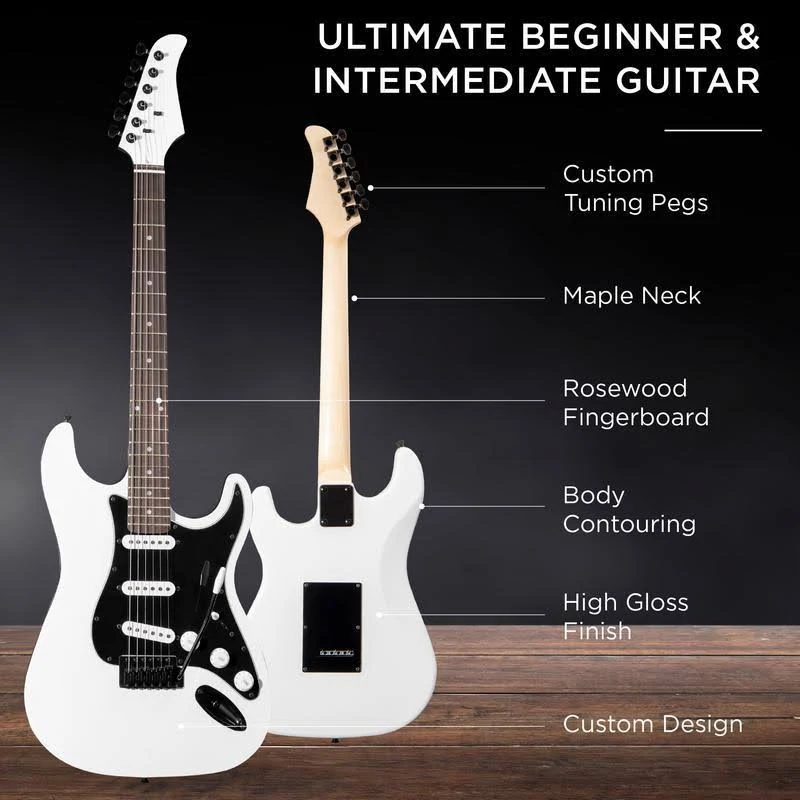 Best Choice Products 39in Full Size Beginner Electric Guitar Kit with Case, Strap, Amp, Whammy Bar - Socal Green