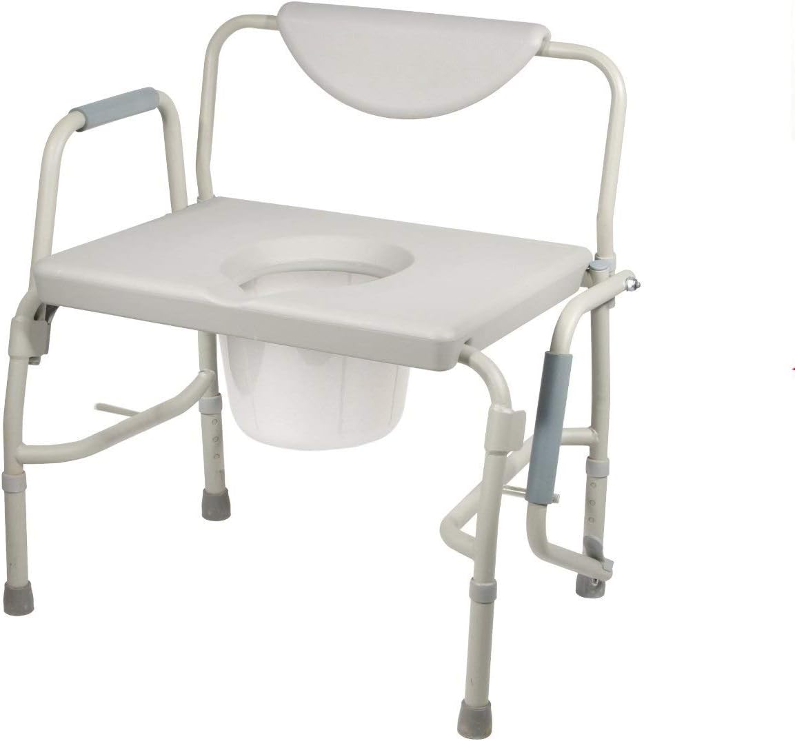 HEALTHLINE Heavy Duty Drop Arm Bariatric Commode | Bedside Commode Toilet Chair with Arms and Bathroom Safety Frame for Elderly