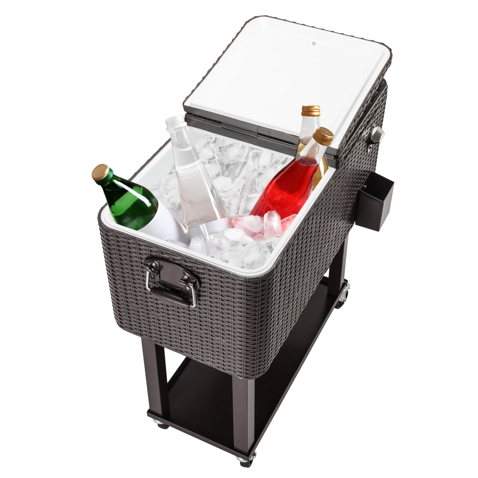 CAIHONG 80 Quart Rolling Ice Chest on Wheels, Portable Party Bar Cold Drink Beverage Cart Tub for Outdoor Patio Deck