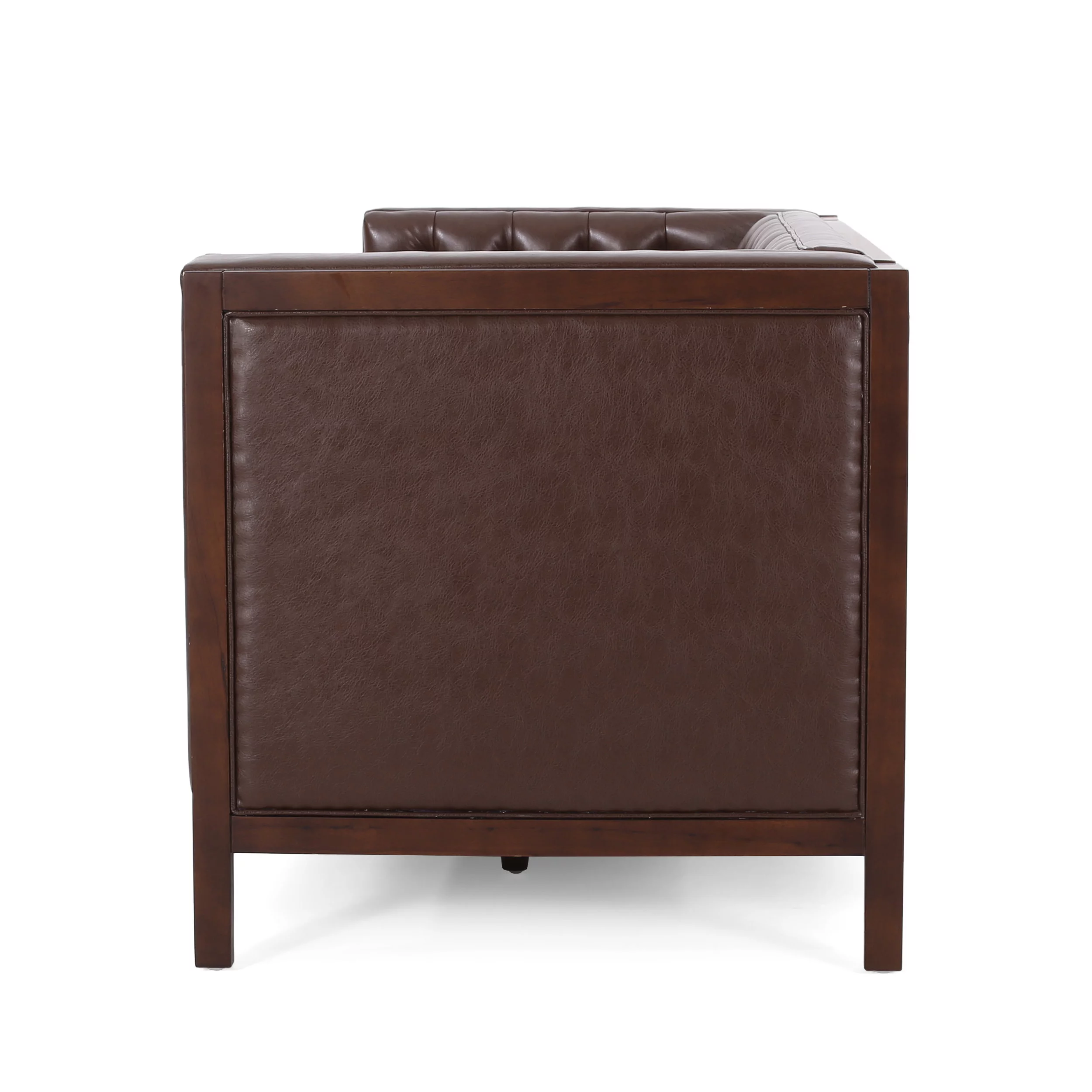 Noble House Tamarisk Sofa, Dark Brown and Espresso Faux Leather