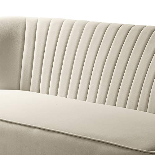 TINA'S HOME Contemporary Velvet Loveseat Sofa, Upholstered Loveseat Couch with Golden Metal Legs