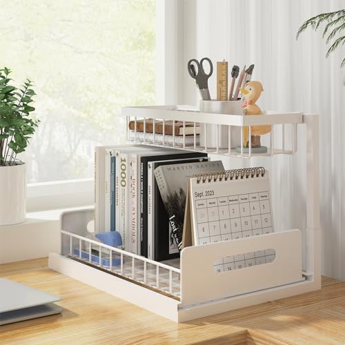 REALINN Under Sink Organizer and Storage, 2 Pack Pull Out Cabinet Organizer Slide Out Sink Shelf Cabinet Storage Shelves