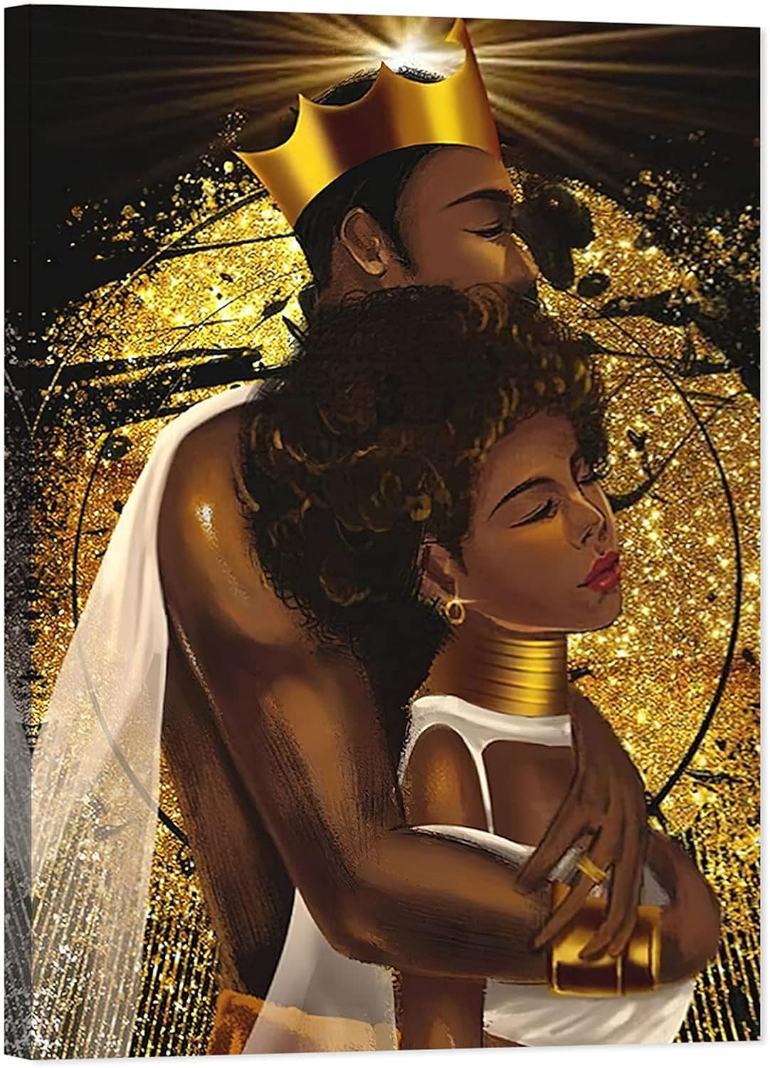 African American Wall Art, Black King and Queen Wall Art, Black Art Wall Art Decor, Black Couple Picture for Living Room Decor