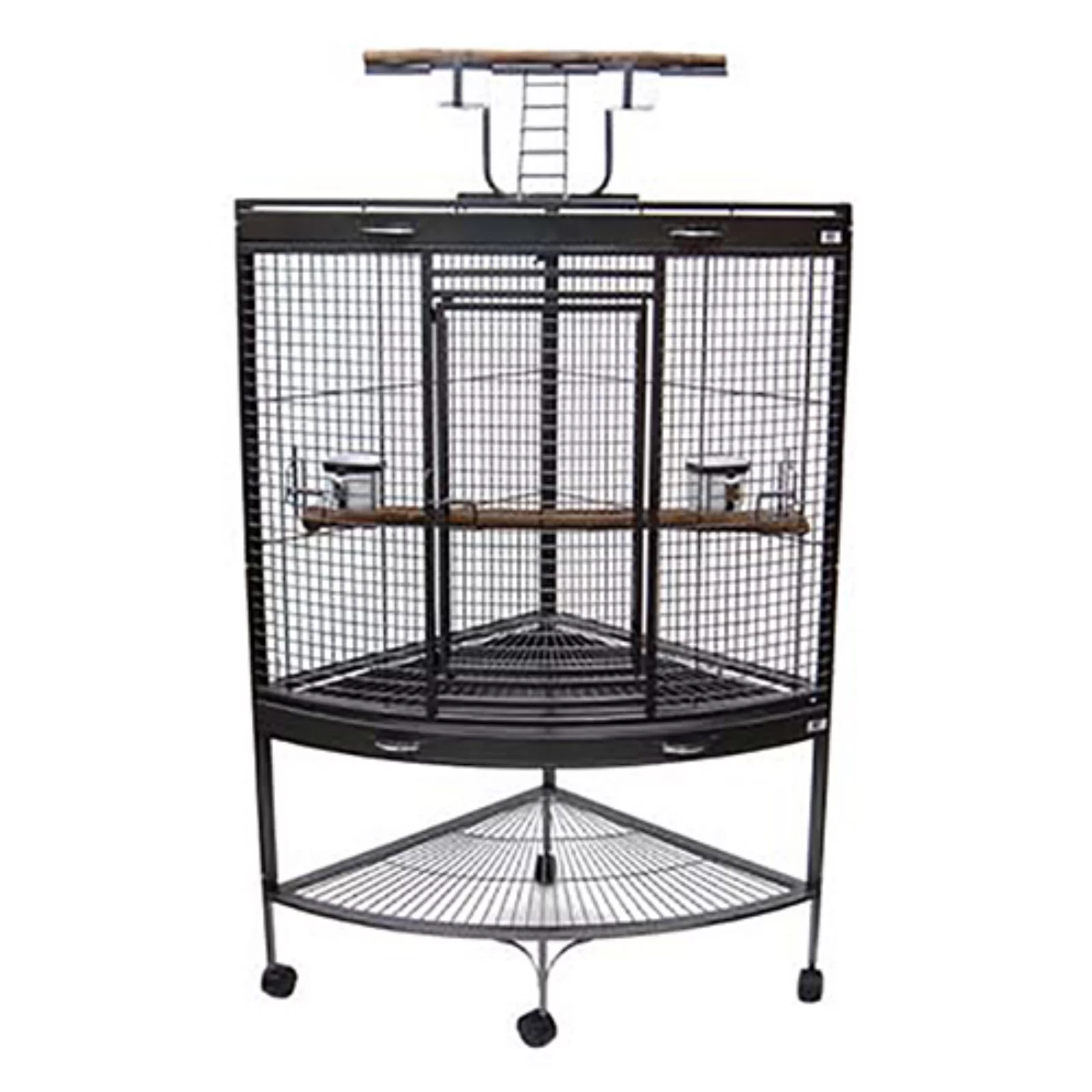YML WI37C-AS Corner Wrought Iron Bird Cage, Antique Silver - Radiant Selections