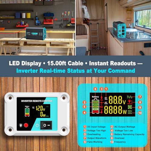 Pure Sine Wave 3500W Power Inverter 12V DC to 120V AC for RV, Truck, Home, Off-Grid, Solar, Inverter with 3 AC Outlet, 30W USB-C, 5V 3.1A USB