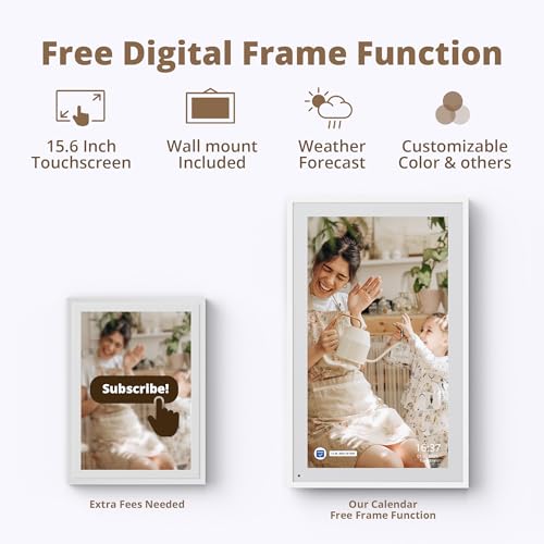 Dragon Touch 15.6" Digital Calendar Chore Chart – 1080P Full HD Interactive Touchscreen, Smart Family Planner