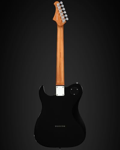 WestCreek TT-50KS Solid Body Electric Guitar, Mahogany Body, Maple Neck, Rosewood Fretboard, Rounded End Frets, Bone Nut, 22 Frets (Black)
