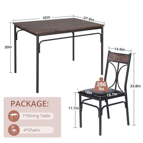 VECELO Kitchen Dining Room Table Set with 2 Chairs for Small Space, Apartment,Metal Steel Frame