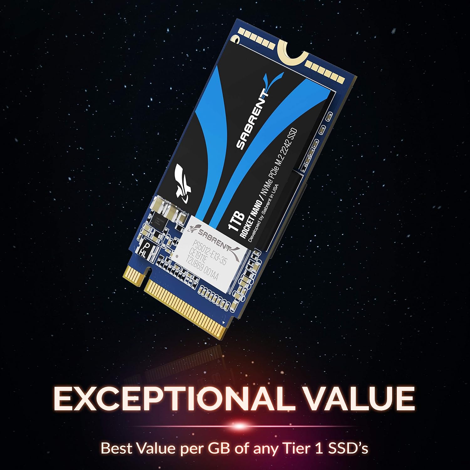Sabrent 1TB Rocket NVMe PCIe M.2 2242 DRAM-Less Low Power Internal High Performance SSD (SB-1342-1TB)