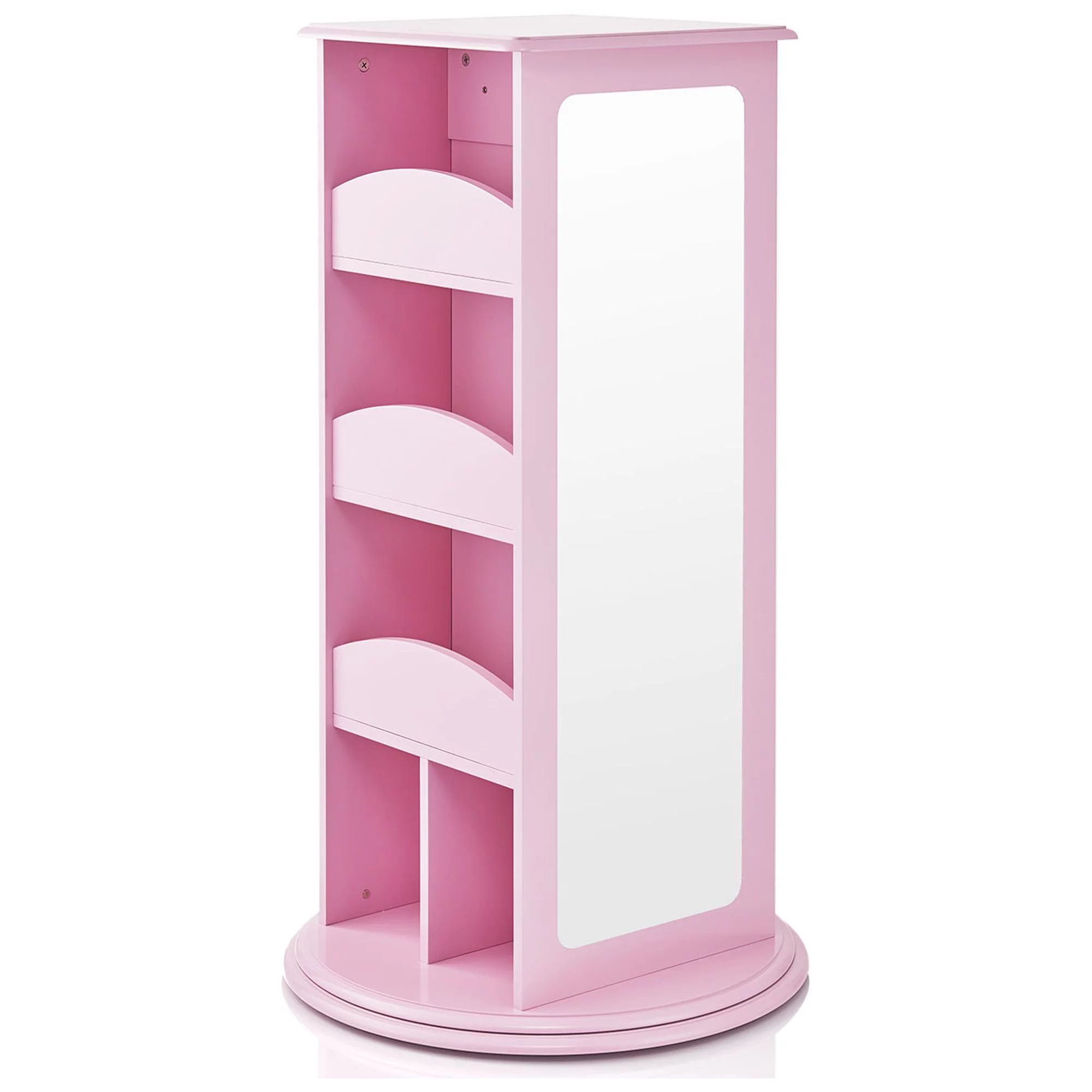 Guidecraft Rotating Dress-Up Storage - Pink: Armoire for Toddlers with 2 Mirrors, Cubbies & Hooks, Princess Costume Storage with Shelves
