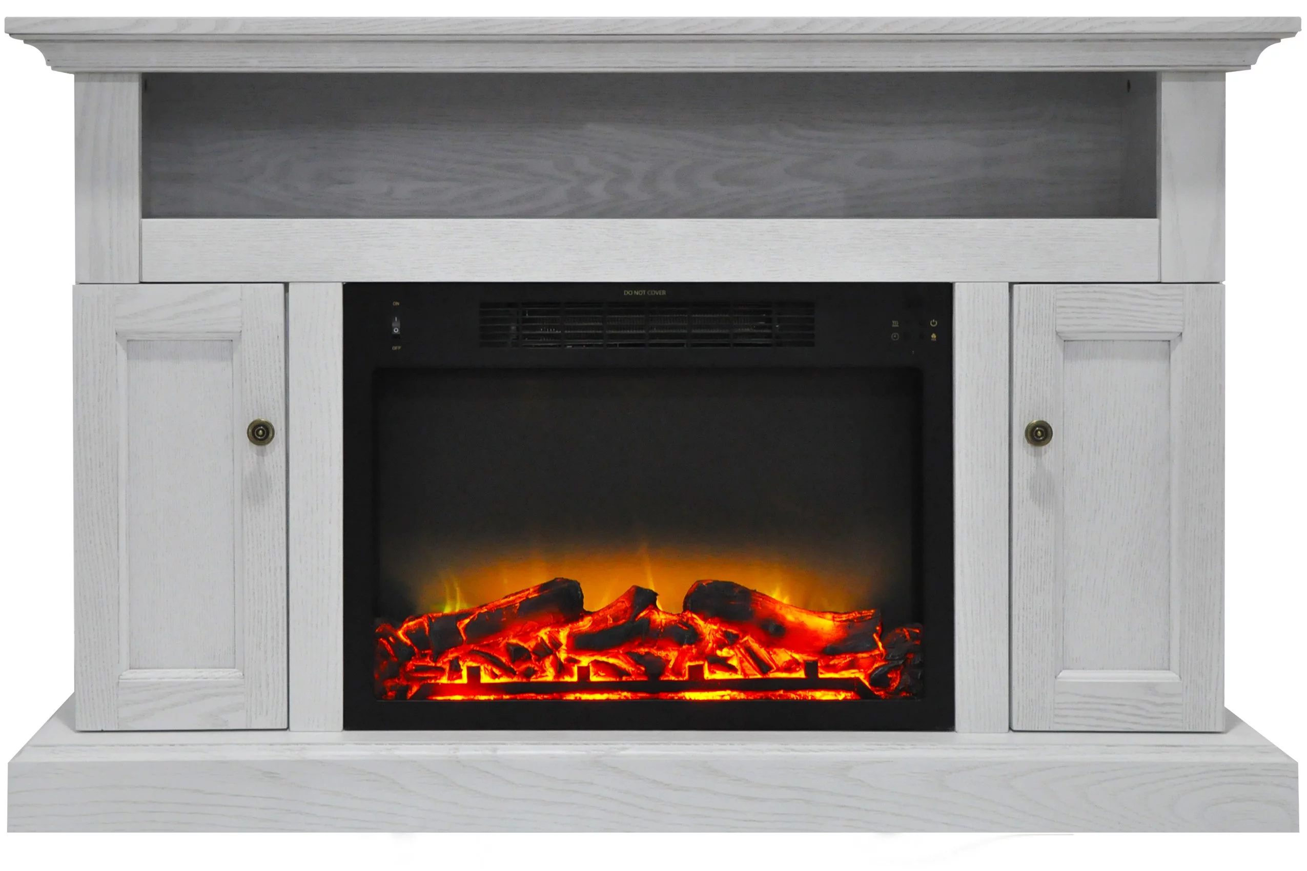 Cambridge Sorrento 47'' Electric Fireplace with Enhanced Log Insert | For Rooms up to 210 Sq.Ft. | TV Stand | Remote | White Mantel | Adjustable Heat