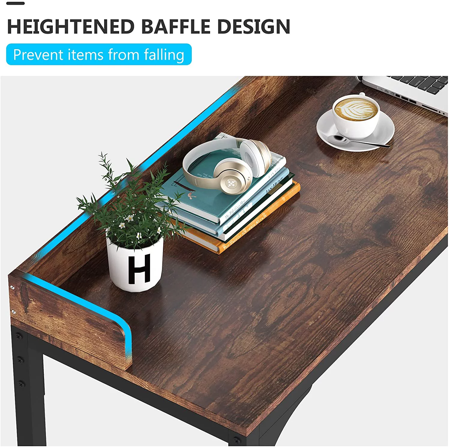Tribesigns Brown Overbed Table with Wheels 70.8"L Queen Size Mobile Desk with Metal Legs, Unadjustable