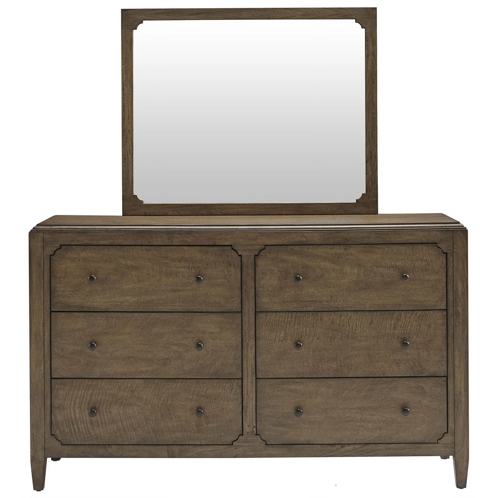 Progressive Furniture Hollis Wood Dresser and Mirror in Toffee Brown