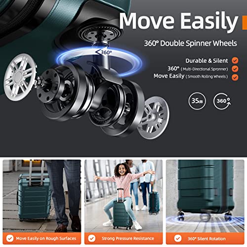 SHOWKOO Luggage Sets Expandable PC+ABS Durable Suitcase Double Wheels TSA Lock Black