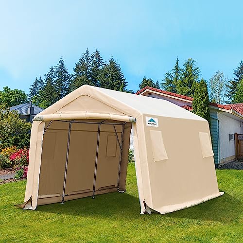 ADVANCE OUTDOOR 10x10 ft Heavy Duty Outdoor Patio Portable Canopy Storage Shelter Shed Carport with 2 Roll up Zipper Doors & Vents for Snowmobile