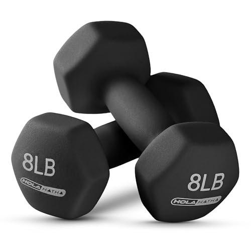 HolaHatha Neoprene Dumbbell Free Hand Weight Set with Rack, Ideal for Home Exercises to Gain Tone and Definition