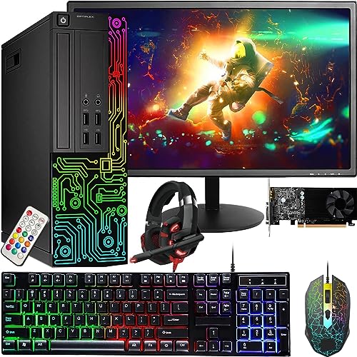 Dell Gaming OptiPlex Desktop RGB Computer PC, Intel Core i7, GeForce GT 1030 2GB GDDR5, 16GB RAM, 512GB SSD, 24 Inch HDMI Monitor